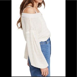 Free people cold shoulder Hacci knit Top in pearl